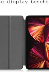 BASEY. Hoesje Geschikt voor iPad Pro 2021 (11 inch) Hoes Case Tablet Hoesje Tri-fold Met Uitsparing Geschikt voor Apple Pencil - Hoes Geschikt voor iPad Pro 11 inch (2021) Hoesje Hard Cover Bookcase Hoes - Donkergroen
