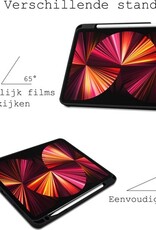 BASEY. Hoesje Geschikt voor iPad Pro 2021 (11 inch) Hoes Case Tablet Hoesje Tri-fold Met Uitsparing Geschikt voor Apple Pencil - Hoes Geschikt voor iPad Pro 11 inch (2021) Hoesje Hard Cover Bookcase Hoes - Donkergroen