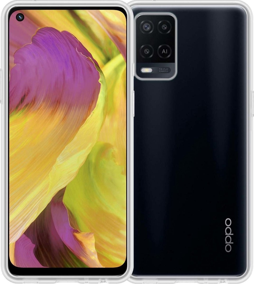 BASEY. Hoes Geschikt voor OPPO A54 Hoesje Siliconen Back Cover Case - Hoesje Geschikt voor OPPO A54 Hoes Cover Hoesje - Transparant