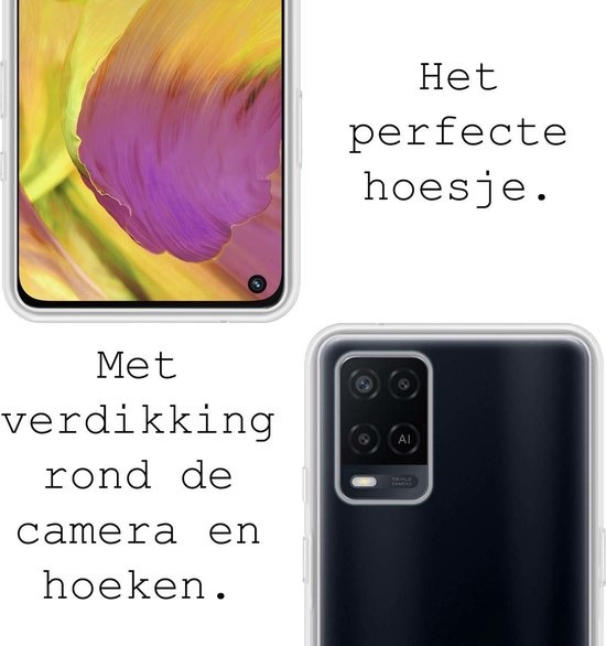 BASEY. Hoes Geschikt voor OPPO A54 Hoesje Siliconen Back Cover Case - Hoesje Geschikt voor OPPO A54 Hoes Cover Hoesje - Transparant - 2 Stuks