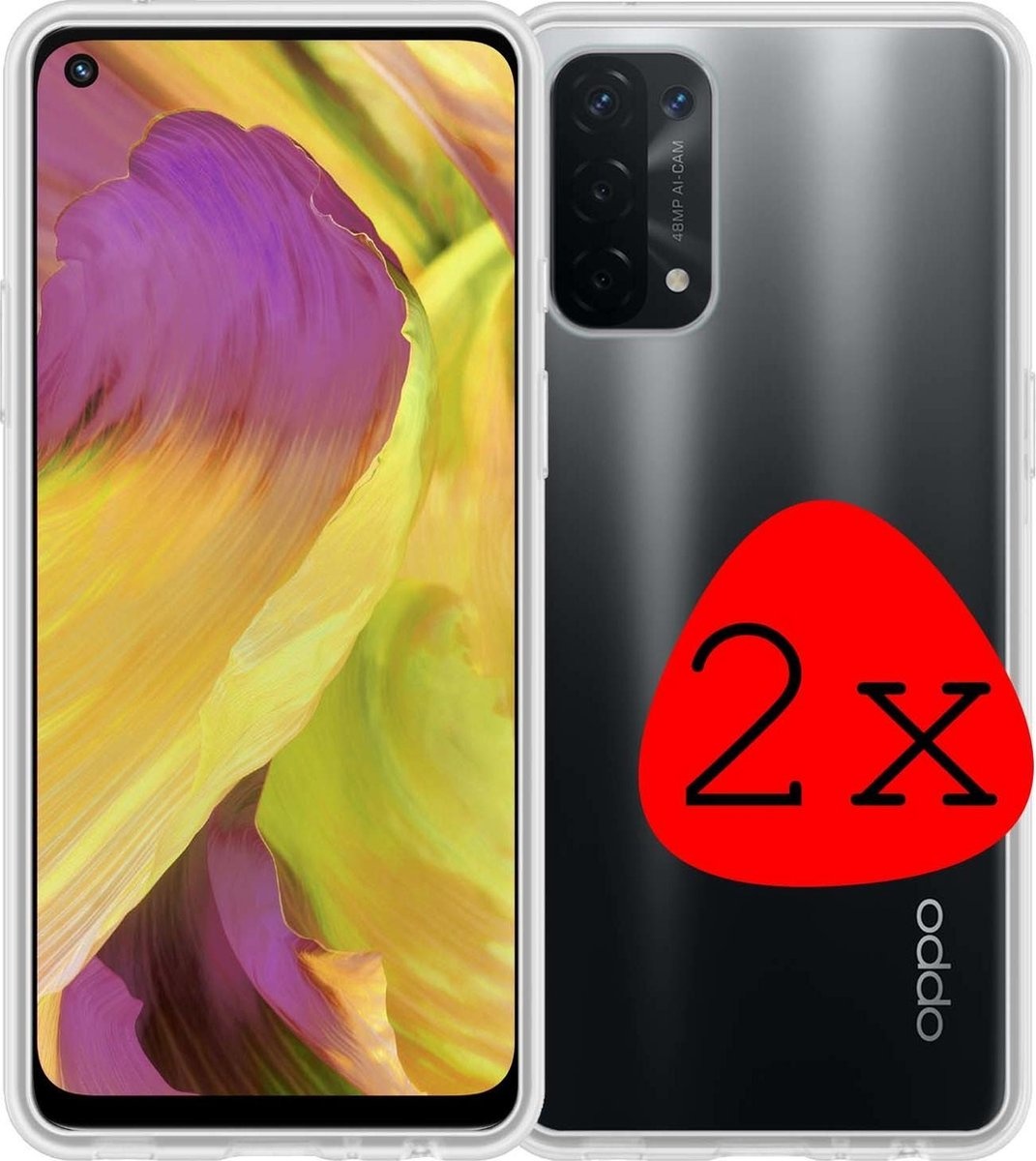 BASEY. Hoes Geschikt voor OPPO A54 5G Hoesje Siliconen Back Cover Case - Hoesje Geschikt voor OPPO A54 5G Hoes Cover Hoesje - Transparant - 2 Stuks