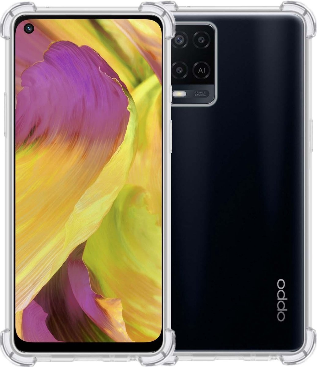 BASEY. Hoes Geschikt voor OPPO A54 Hoesje Shock Proof Case Hoes Siliconen - Hoesje Geschikt voor OPPO A54 Hoes Cover Shockproof - Transparant