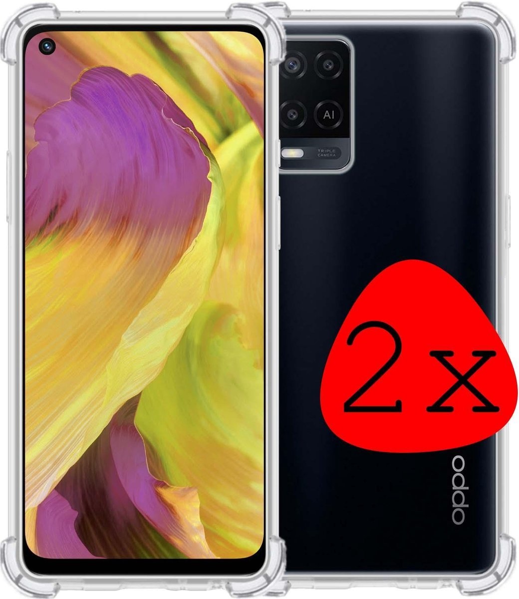 BASEY. Hoes Geschikt voor OPPO A54 Hoesje Shock Proof Case Hoes Siliconen - Hoesje Geschikt voor OPPO A54 Hoes Cover Shockproof - Transparant - 2 Stuks