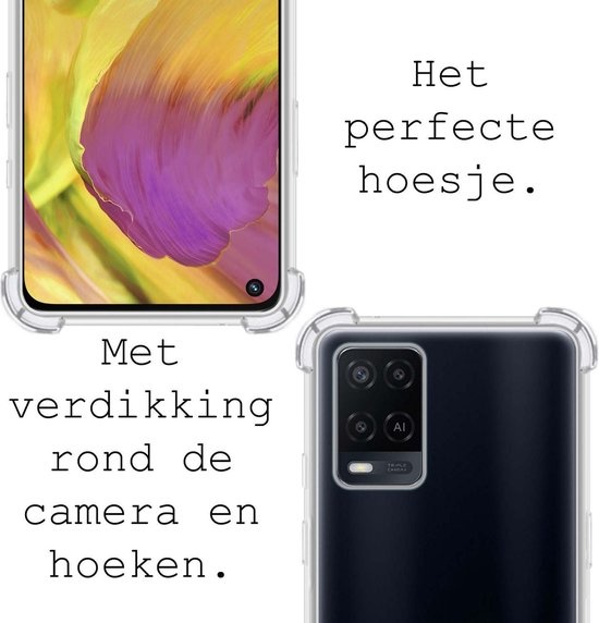 BASEY. Hoes Geschikt voor OPPO A54 Hoesje Shock Proof Case Hoes Siliconen - Hoesje Geschikt voor OPPO A54 Hoes Cover Shockproof - Transparant - 2 Stuks