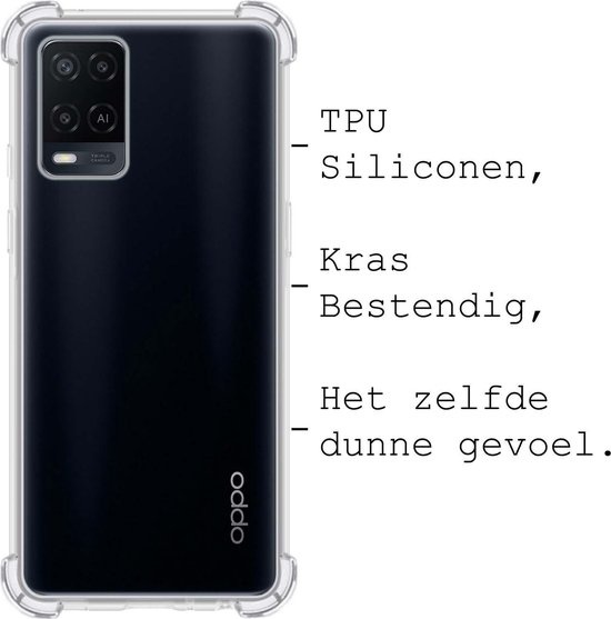 BASEY. Hoes Geschikt voor OPPO A54 Hoesje Shock Proof Case Hoes Siliconen - Hoesje Geschikt voor OPPO A54 Hoes Cover Shockproof - Transparant - 2 Stuks