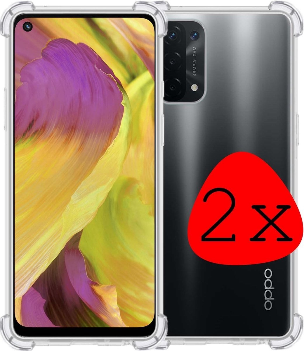 BASEY. Hoes Geschikt voor OPPO A54 5G Hoesje Shock Proof Case Hoes Siliconen - Hoesje Geschikt voor OPPO A54 5G Hoes Cover Shockproof - Transparant - 2 Stuks