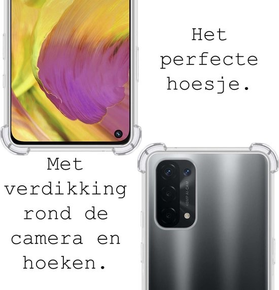 BASEY. Hoes Geschikt voor OPPO A54 5G Hoesje Shock Proof Case Hoes Siliconen - Hoesje Geschikt voor OPPO A54 5G Hoes Cover Shockproof - Transparant - 2 Stuks