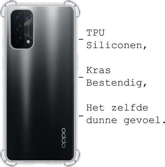 BASEY. Hoes Geschikt voor OPPO A54 5G Hoesje Shock Proof Case Hoes Siliconen - Hoesje Geschikt voor OPPO A54 5G Hoes Cover Shockproof - Transparant - 2 Stuks