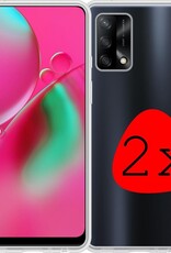 BASEY. Hoes Geschikt voor OPPO A74 4G Hoesje Siliconen Back Cover Case - Hoesje Geschikt voor OPPO A74 4G Hoes Cover Hoesje - Transparant - 2 Stuks