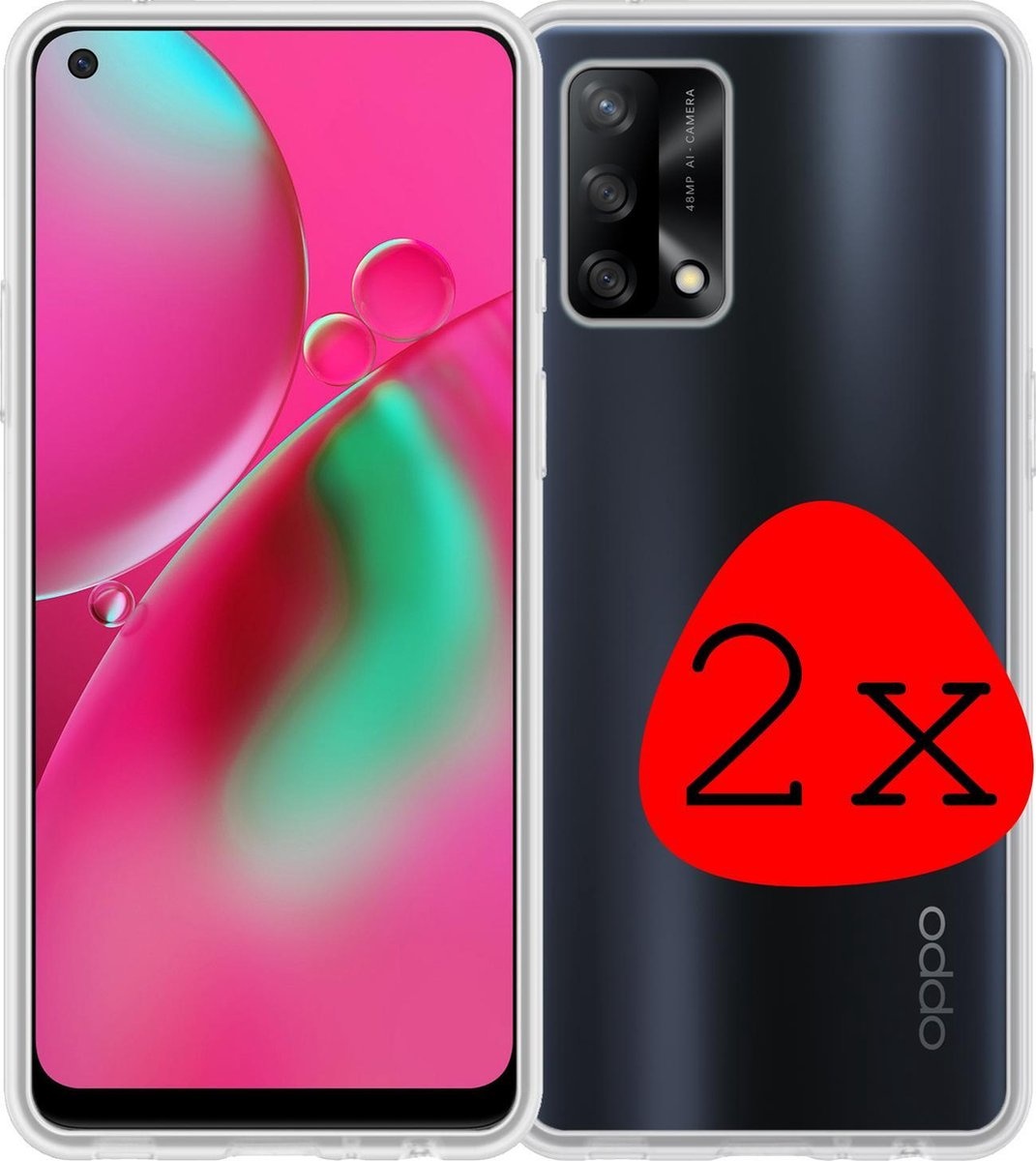 BASEY. Hoes Geschikt voor OPPO A74 4G Hoesje Siliconen Back Cover Case - Hoesje Geschikt voor OPPO A74 4G Hoes Cover Hoesje - Transparant - 2 Stuks