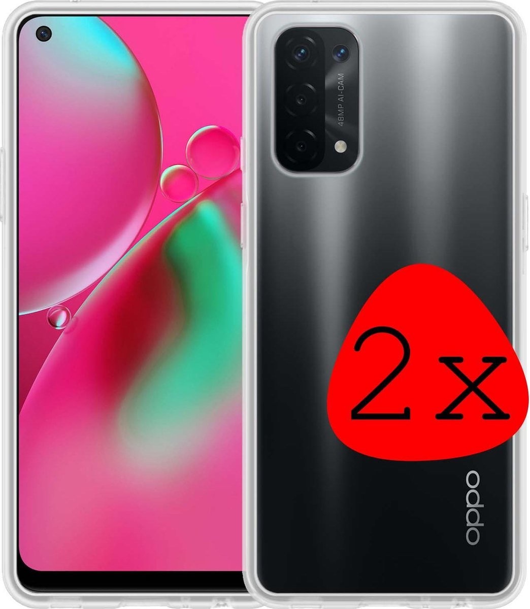 BASEY. Hoes Geschikt voor OPPO A74 5G Hoesje Siliconen Back Cover Case - Hoesje Geschikt voor OPPO A74 5G Hoes Cover Hoesje - Transparant - 2 Stuks