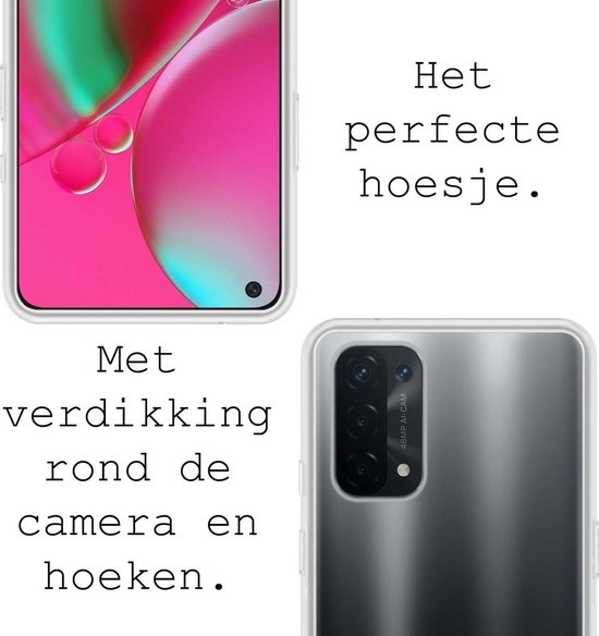 BASEY. Hoes Geschikt voor OPPO A74 5G Hoesje Siliconen Back Cover Case - Hoesje Geschikt voor OPPO A74 5G Hoes Cover Hoesje - Transparant - 2 Stuks