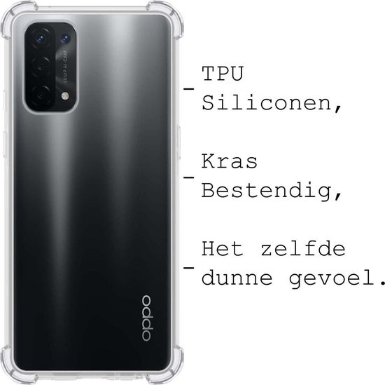 BASEY. Hoes Geschikt voor OPPO A74 5G Hoesje Shock Proof Case Hoes Siliconen - Hoesje Geschikt voor OPPO A74 5G Hoes Cover Shockproof - Transparant - 2 Stuks