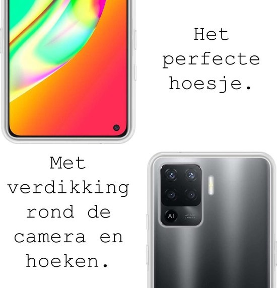 BASEY. Hoes Geschikt voor OPPO A94 Hoesje Siliconen Back Cover Case - Hoesje Geschikt voor OPPO A94 Hoes Cover Hoesje - Transparant - 2 Stuks