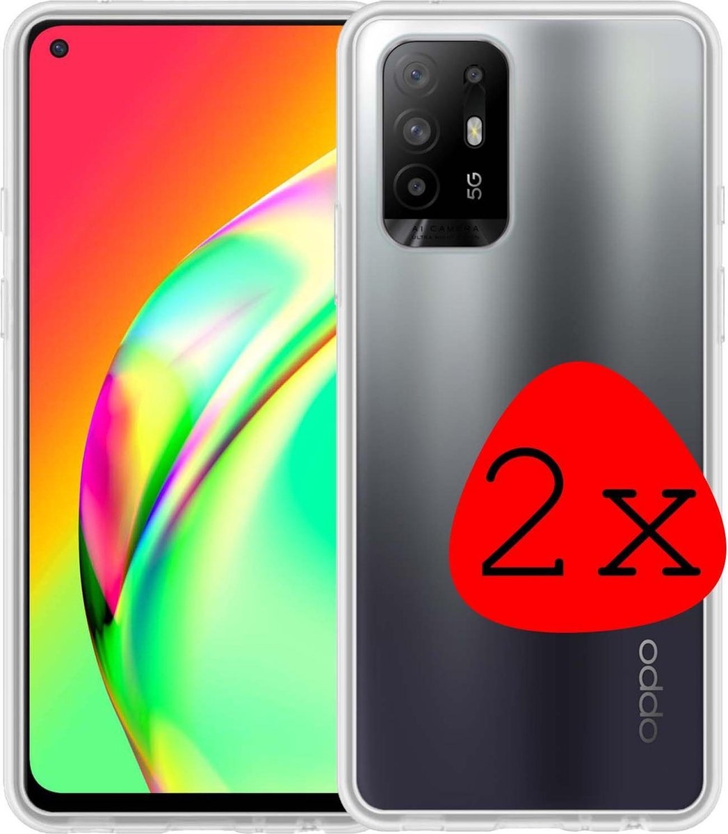 BASEY. Hoes Geschikt voor OPPO A94 5G Hoesje Siliconen Back Cover Case - Hoesje Geschikt voor OPPO A94 5G Hoes Cover Hoesje - Transparant - 2 Stuks