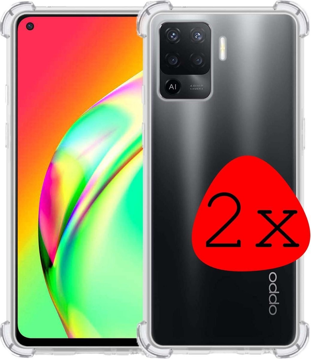BASEY. Hoes Geschikt voor OPPO A94 Hoesje Shock Proof Case Hoes Siliconen - Hoesje Geschikt voor OPPO A94 Hoes Cover Shockproof - Transparant - 2 Stuks