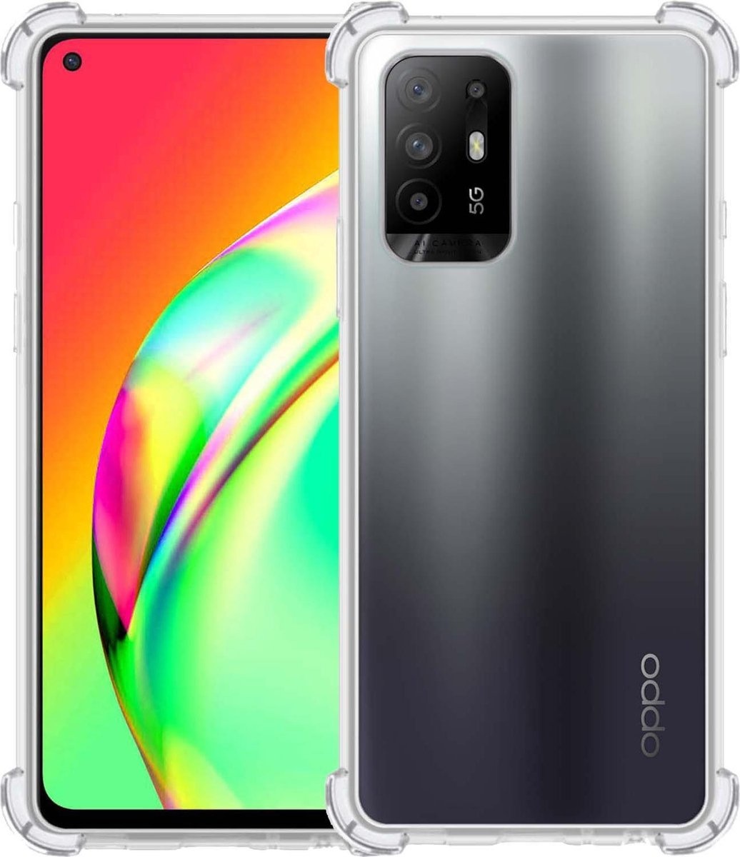 BASEY. Hoes Geschikt voor OPPO A94 5G Hoesje Shock Proof Case Hoes Siliconen - Hoesje Geschikt voor OPPO A94 5G Hoes Cover Shockproof - Transparant