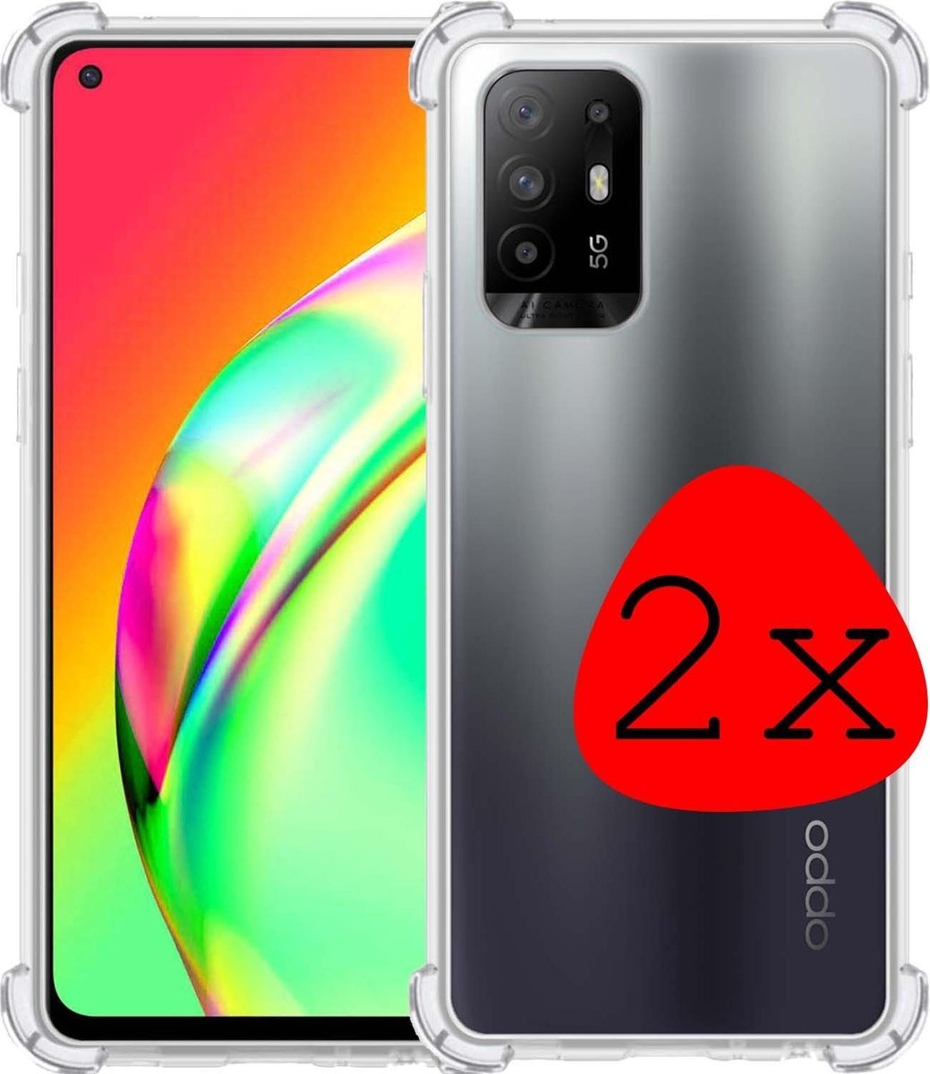 BASEY. Hoes Geschikt voor OPPO A94 5G Hoesje Shock Proof Case Hoes Siliconen - Hoesje Geschikt voor OPPO A94 5G Hoes Cover Shockproof - Transparant - 2 Stuks