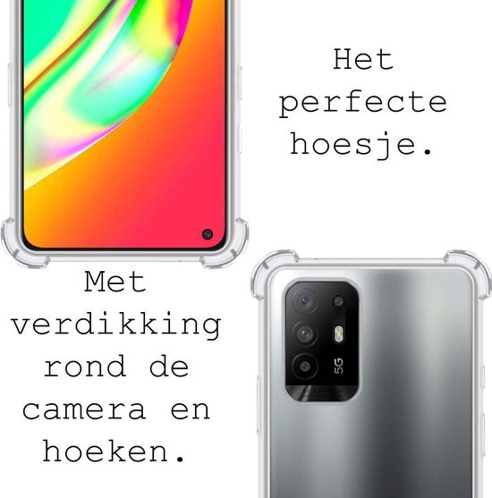 BASEY. Hoes Geschikt voor OPPO A94 5G Hoesje Shock Proof Case Hoes Siliconen - Hoesje Geschikt voor OPPO A94 5G Hoes Cover Shockproof - Transparant - 2 Stuks