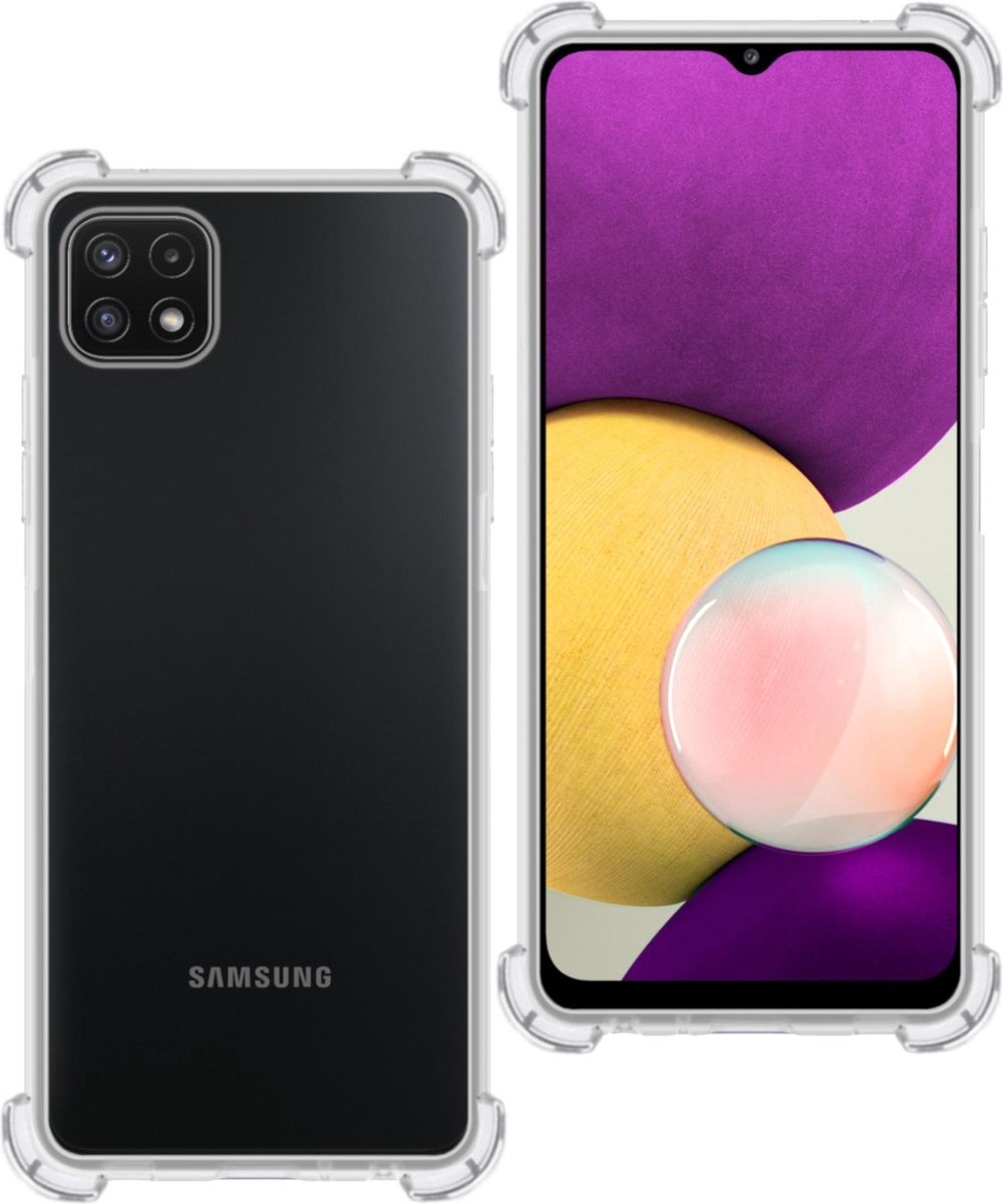 BASEY. Hoes Geschikt voor Samsung A22 4G Hoesje Shock Proof Case Hoes Siliconen - Hoesje Geschikt voor Samsung Galaxy A22 4G Hoes Cover Shockproof - Transparant
