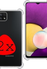 BASEY. Hoes Geschikt voor Samsung A22 4G Hoesje Shock Proof Case Hoes Siliconen - Hoesje Geschikt voor Samsung Galaxy A22 4G Hoes Cover Shockproof - Transparant - 2 Stuks