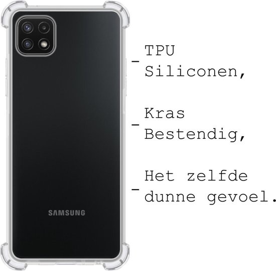 BASEY. Hoes Geschikt voor Samsung A22 5G Hoesje Shock Proof Case Hoes Siliconen - Hoesje Geschikt voor Samsung Galaxy A22 5G Hoes Cover Shockproof - Transparant