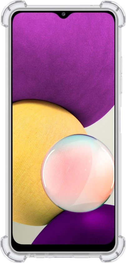 BASEY. Hoes Geschikt voor Samsung A22 5G Hoesje Shock Proof Case Hoes Siliconen - Hoesje Geschikt voor Samsung Galaxy A22 5G Hoes Cover Shockproof - Transparant - 2 Stuks
