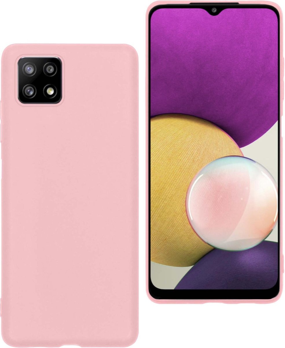 BASEY. Hoes Geschikt voor Samsung A22 4G Hoesje Siliconen Back Cover Case - Hoesje Geschikt voor Samsung Galaxy A22 4G Hoes Cover Hoesje - Lichtroze