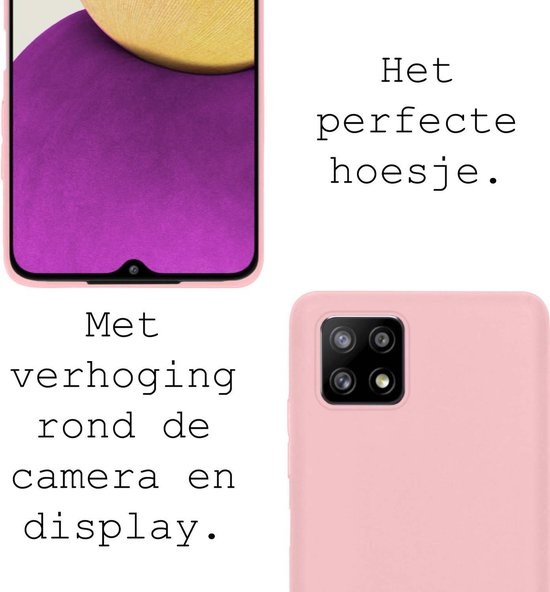 BASEY. Hoes Geschikt voor Samsung A22 4G Hoesje Siliconen Back Cover Case - Hoesje Geschikt voor Samsung Galaxy A22 4G Hoes Cover Hoesje - Lichtroze