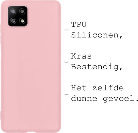 BASEY. Hoes Geschikt voor Samsung A22 4G Hoesje Siliconen Back Cover Case - Hoesje Geschikt voor Samsung Galaxy A22 4G Hoes Cover Hoesje - Lichtroze