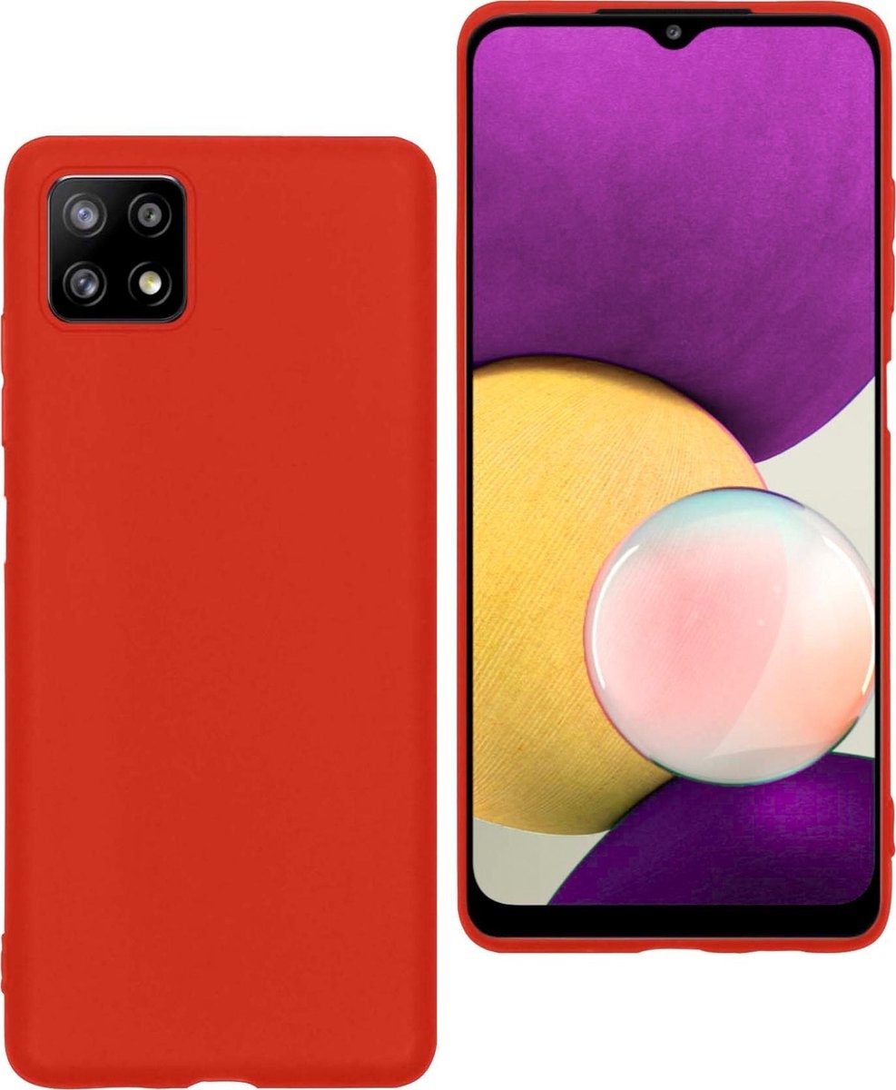 BASEY. Hoes Geschikt voor Samsung A22 4G Hoesje Siliconen Back Cover Case - Hoesje Geschikt voor Samsung Galaxy A22 4G Hoes Cover Hoesje - Rood
