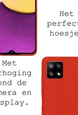 BASEY. Hoes Geschikt voor Samsung A22 4G Hoesje Siliconen Back Cover Case - Hoesje Geschikt voor Samsung Galaxy A22 4G Hoes Cover Hoesje - Rood