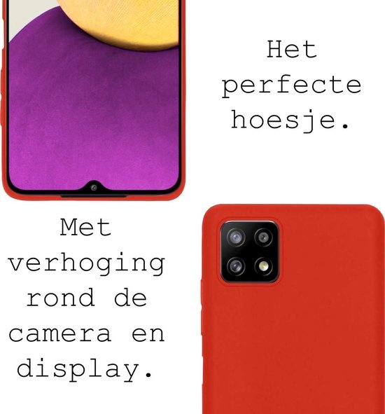BASEY. Hoes Geschikt voor Samsung A22 4G Hoesje Siliconen Back Cover Case - Hoesje Geschikt voor Samsung Galaxy A22 4G Hoes Cover Hoesje - Rood