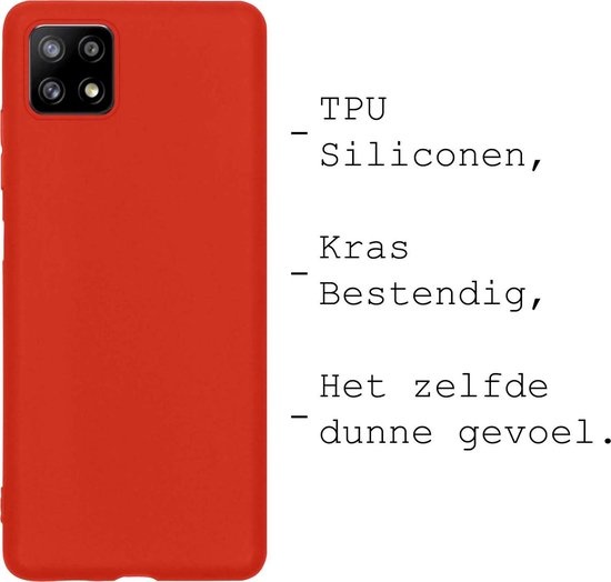 BASEY. Hoes Geschikt voor Samsung A22 4G Hoesje Siliconen Back Cover Case - Hoesje Geschikt voor Samsung Galaxy A22 4G Hoes Cover Hoesje - Rood