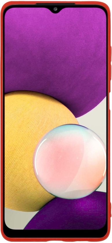 BASEY. Hoes Geschikt voor Samsung A22 4G Hoesje Siliconen Back Cover Case - Hoesje Geschikt voor Samsung Galaxy A22 4G Hoes Cover Hoesje - Rood