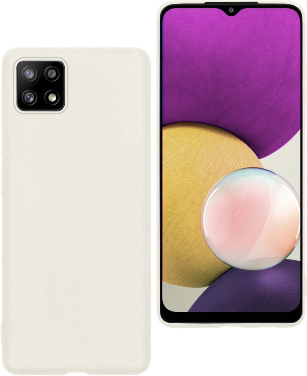 BASEY. Hoes Geschikt voor Samsung A22 4G Hoesje Siliconen Back Cover Case - Hoesje Geschikt voor Samsung Galaxy A22 4G Hoes Cover Hoesje - Wit