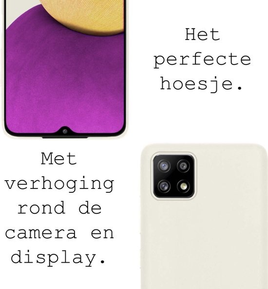 BASEY. Hoes Geschikt voor Samsung A22 4G Hoesje Siliconen Back Cover Case - Hoesje Geschikt voor Samsung Galaxy A22 4G Hoes Cover Hoesje - Wit