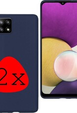 BASEY. Hoes Geschikt voor Samsung A22 4G Hoesje Siliconen Back Cover Case - Hoesje Geschikt voor Samsung Galaxy A22 4G Hoes Cover Hoesje - Donkerblauw - 2 Stuks