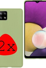 BASEY. Hoes Geschikt voor Samsung A22 4G Hoesje Siliconen Back Cover Case - Hoesje Geschikt voor Samsung Galaxy A22 4G Hoes Cover Hoesje - Groen - 2 Stuks