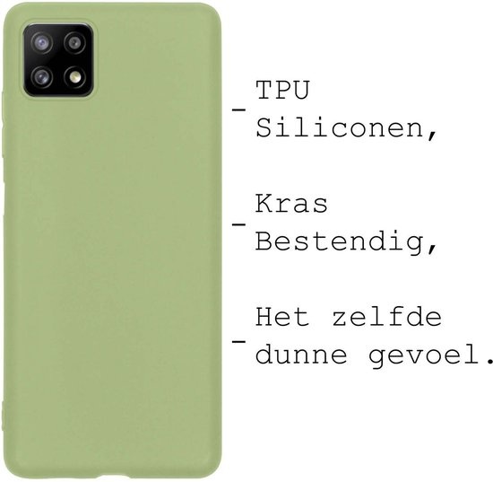 BASEY. Hoes Geschikt voor Samsung A22 4G Hoesje Siliconen Back Cover Case - Hoesje Geschikt voor Samsung Galaxy A22 4G Hoes Cover Hoesje - Groen - 2 Stuks