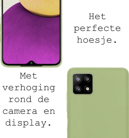 BASEY. Hoes Geschikt voor Samsung A22 4G Hoesje Siliconen Back Cover Case - Hoesje Geschikt voor Samsung Galaxy A22 4G Hoes Cover Hoesje - Groen - 2 Stuks