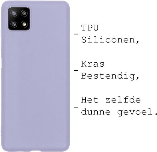 BASEY. Hoes Geschikt voor Samsung A22 4G Hoesje Siliconen Back Cover Case - Hoesje Geschikt voor Samsung Galaxy A22 4G Hoes Cover Hoesje - Lila - 2 Stuks