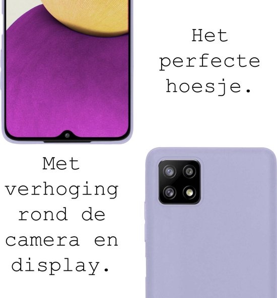 BASEY. Hoes Geschikt voor Samsung A22 4G Hoesje Siliconen Back Cover Case - Hoesje Geschikt voor Samsung Galaxy A22 4G Hoes Cover Hoesje - Lila - 2 Stuks