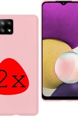 BASEY. Hoes Geschikt voor Samsung A22 4G Hoesje Siliconen Back Cover Case - Hoesje Geschikt voor Samsung Galaxy A22 4G Hoes Cover Hoesje - Lichtroze - 2 Stuks