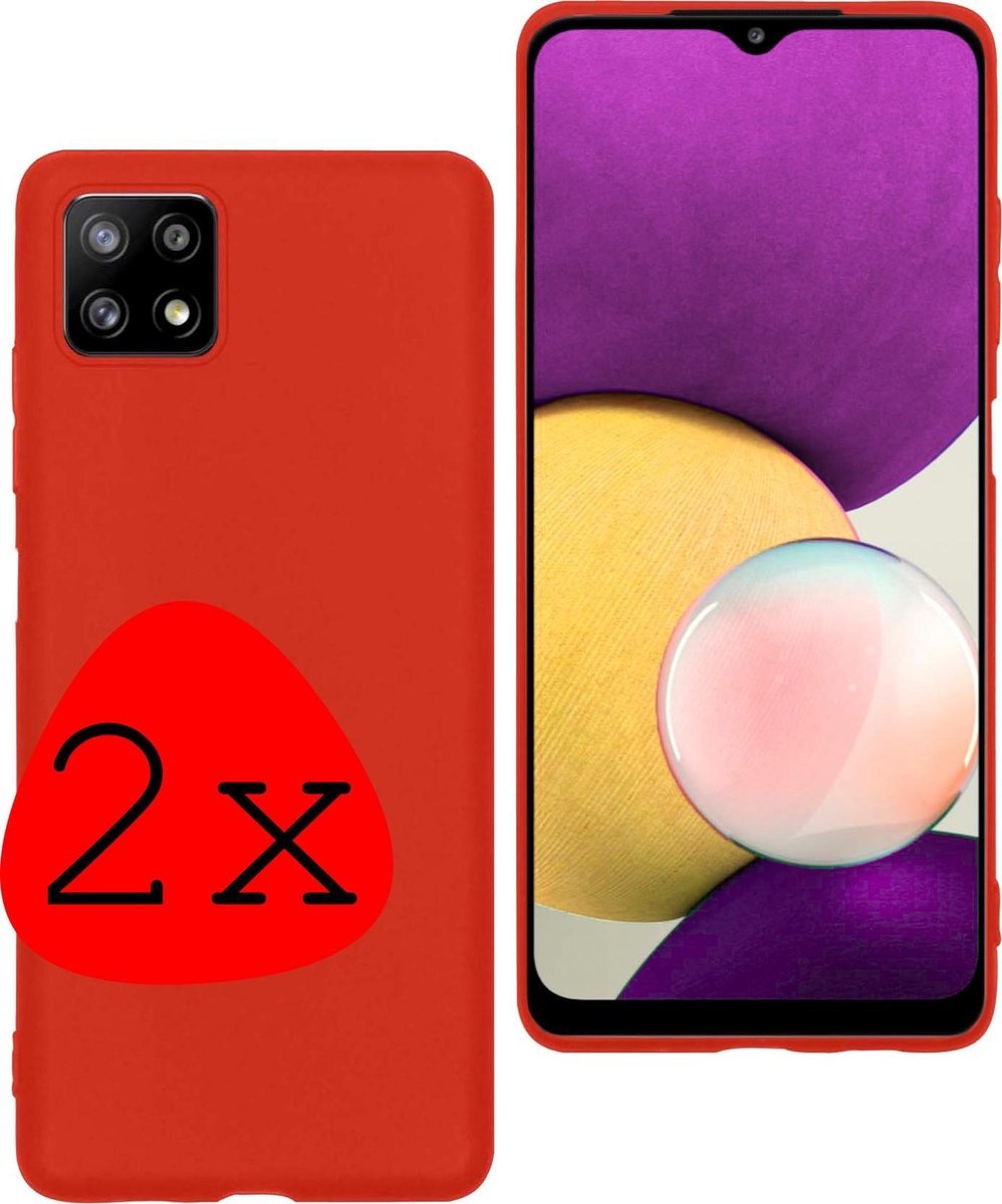BASEY. Hoes Geschikt voor Samsung A22 4G Hoesje Siliconen Back Cover Case - Hoesje Geschikt voor Samsung Galaxy A22 4G Hoes Cover Hoesje - Rood - 2 Stuks