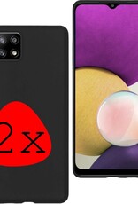 BASEY. Hoes Geschikt voor Samsung A22 4G Hoesje Siliconen Back Cover Case - Hoesje Geschikt voor Samsung Galaxy A22 4G Hoes Cover Hoesje - Zwart - 2 Stuks