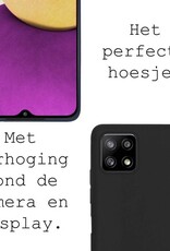 BASEY. Hoes Geschikt voor Samsung A22 4G Hoesje Siliconen Back Cover Case - Hoesje Geschikt voor Samsung Galaxy A22 4G Hoes Cover Hoesje - Zwart - 2 Stuks