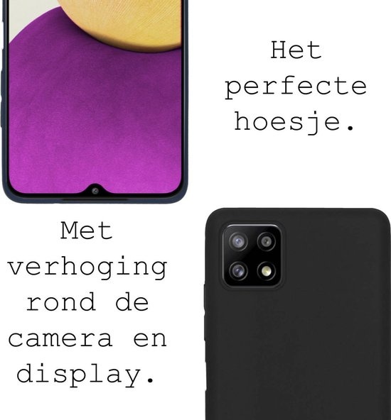 BASEY. Hoes Geschikt voor Samsung A22 4G Hoesje Siliconen Back Cover Case - Hoesje Geschikt voor Samsung Galaxy A22 4G Hoes Cover Hoesje - Zwart - 2 Stuks