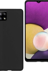 BASEY. Hoes Geschikt voor Samsung A22 5G Hoesje Siliconen Back Cover Case - Hoesje Geschikt voor Samsung Galaxy A22 5G Hoes Cover Hoesje - Zwart