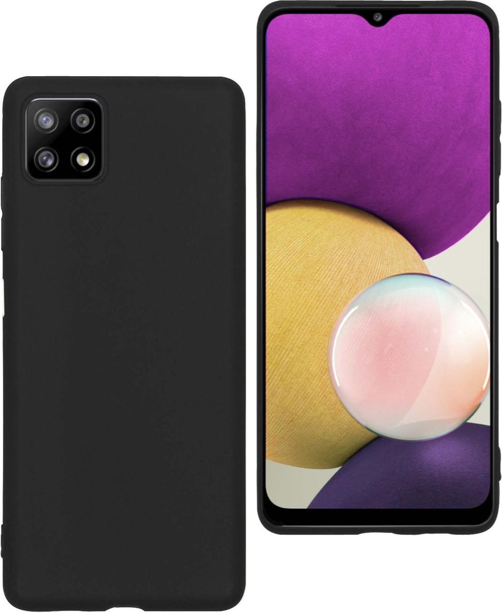 BASEY. Hoes Geschikt voor Samsung A22 5G Hoesje Siliconen Back Cover Case - Hoesje Geschikt voor Samsung Galaxy A22 5G Hoes Cover Hoesje - Zwart